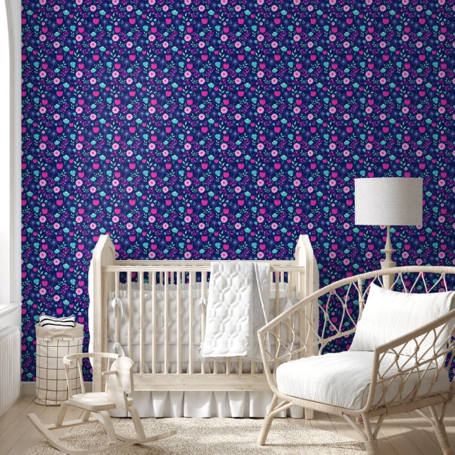 Cute floral pattern background wallpaper  (Kids)
