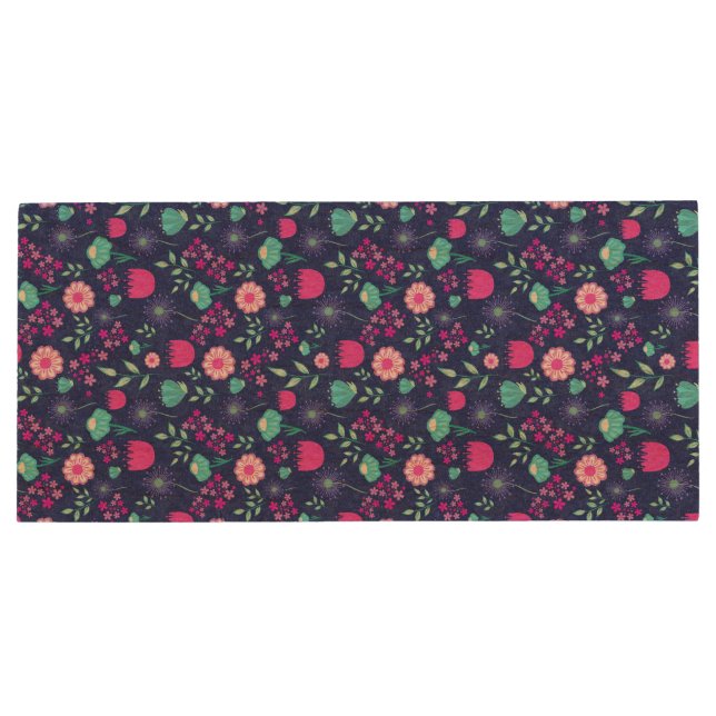 Cute floral pattern background wood flash drive (Back)
