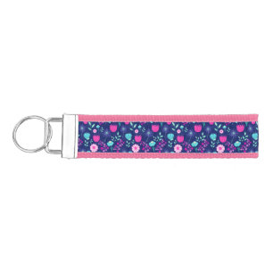 Cute floral pattern background wrist keychain