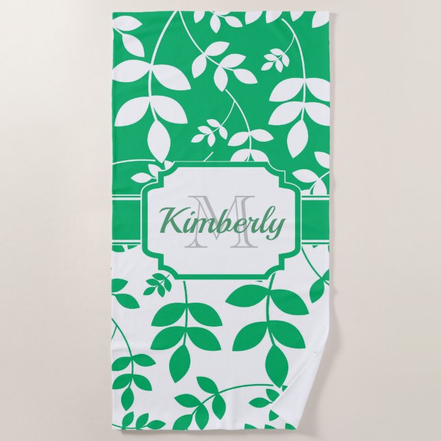 Cute Floral Pattern Beach Towel (Front)