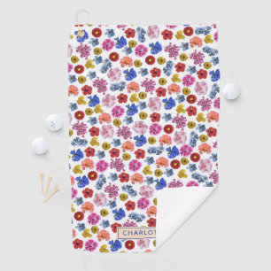 Cute floral pattern colorful custom golf towel
