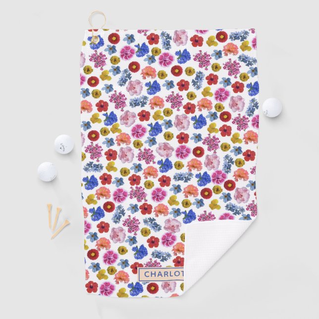 Cute floral pattern colorful custom golf towel (InSitu)