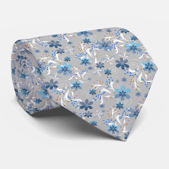 Cute floral pattern , flowers , floral pattern neck tie (Rolled)