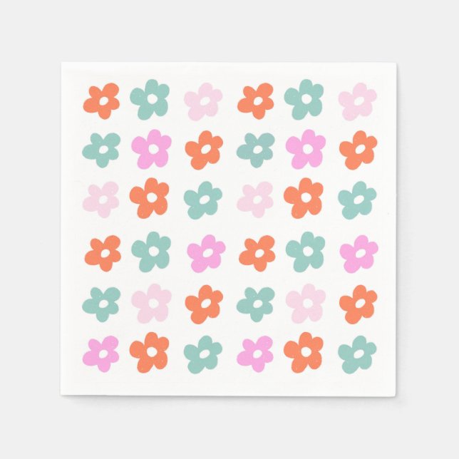 Cute Floral Pattern Girl Birthday Napkins (Front)
