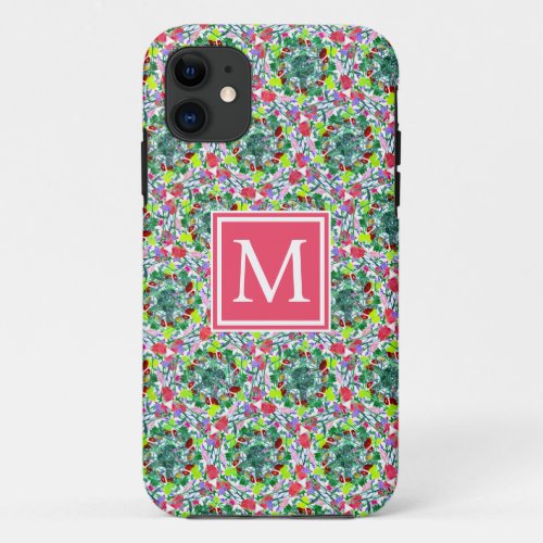 Cute floral pattern green pink Iphone 11 case