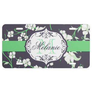 Cute Floral Pattern License Plate