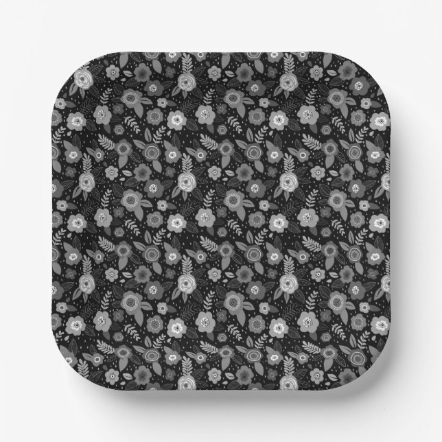 cute floral pattern paper plates (Front)