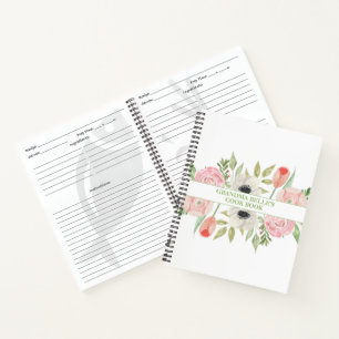 Cute Floral Pattern Personalized Recipe Notebook