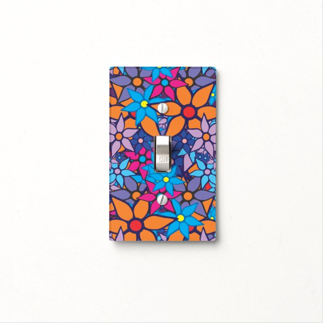 Cute Floral Pattern Pop Art #3 Light Switch Cover (In Situ)