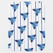 Cute floral pattern stripe monochromatic blue