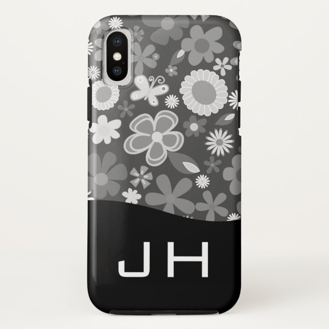 Cute Floral Pattern two letter monogram Case-Mate iPhone Case (Back)