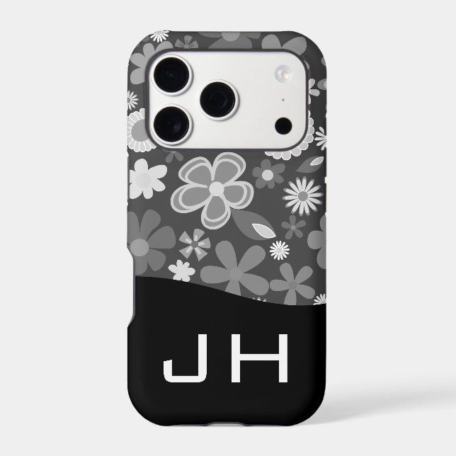Cute Floral Pattern two letter monogram Iphone Case (Back)