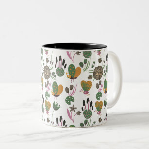 Cute Floral Pattern Two-Tone Coffee Mug