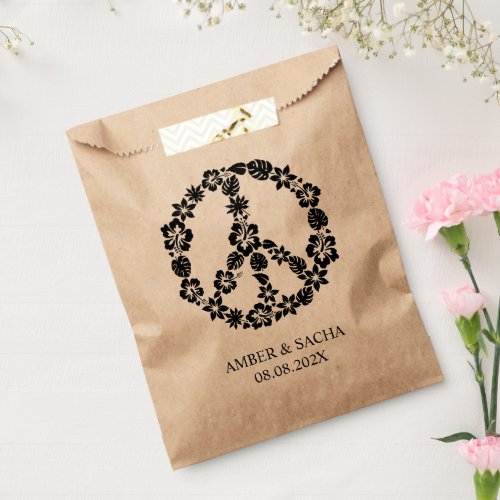 Cute Floral Peace Sign Luau Party Favor Gift Bag