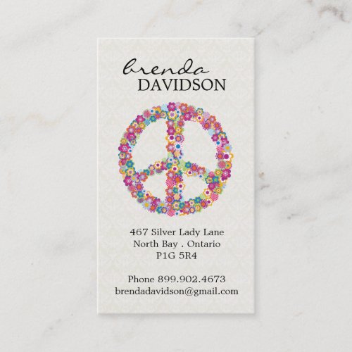 Cute Floral Peace Sign Profile / Calling Card Business Card Template