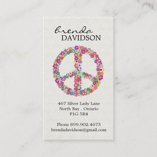 Customizable Cute Floral Peace Sign Profile / Calling Card Business Card Template