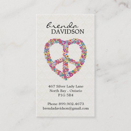 Cute Floral Peace Sign Profile / Calling Card Business Card Templates