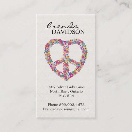Customizable Cute Floral Peace Sign Profile / Calling Card Business Card Templates