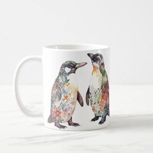 Cute Floral Penguin Coffee Mug