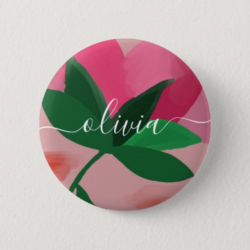 Cute floral personalized name backpack button