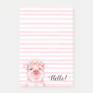 Cute Floral Pig Post-it Notes
