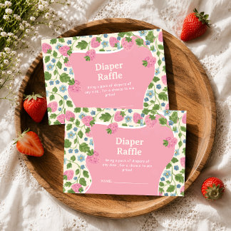 Cute Floral Pink Berry Sweet Diaper Raffle Enclosure Card