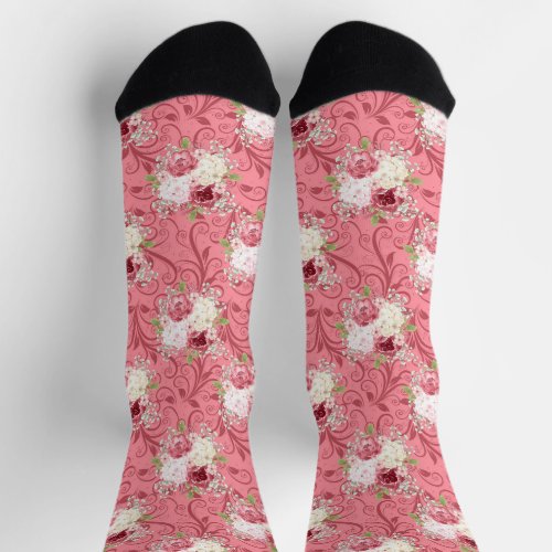 cute floral pink girly socks