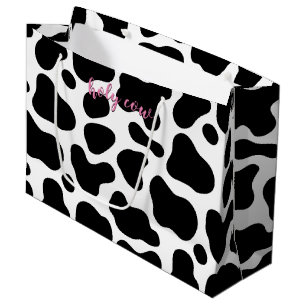 cute floral pink Holy Cow leather 1st Birthday Large Gift Bag