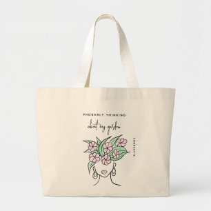 Cute Floral Plant Boho Gardener Personalized Large Tote Bag