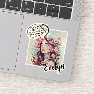 Cute Floral Pop Art ‘Make Your Dreams Into Plans’ Sticker