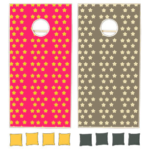 Cute floral print pattern cornhole set