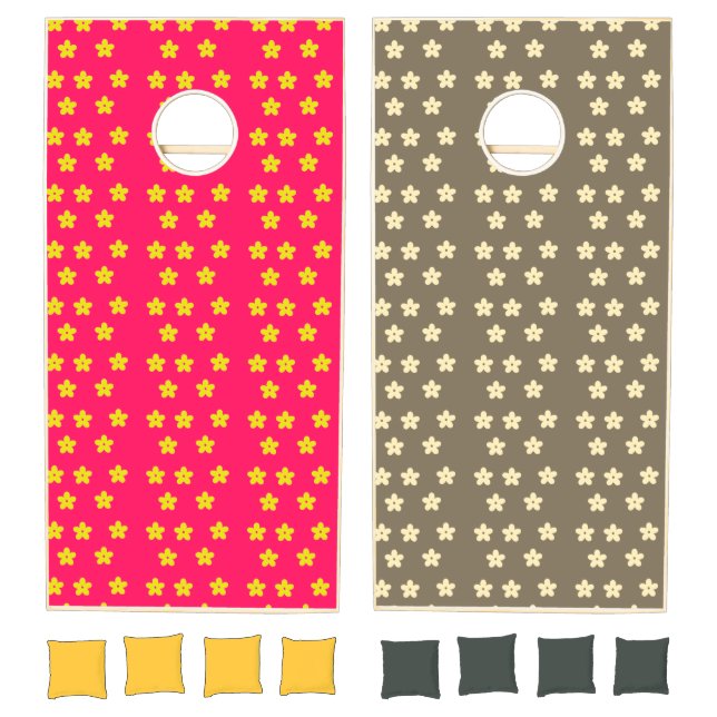 Cute floral print pattern cornhole set (Set)