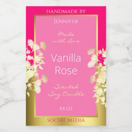 Cute Floral Product Packaging Labels Pink and Gold