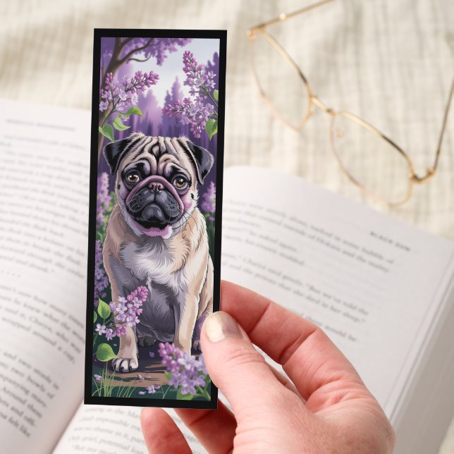 Cute Floral Pug  Bookmarks (Hand)