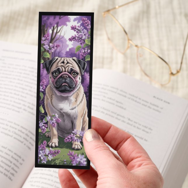 Cute Floral Pug  Bookmarks (Hand)