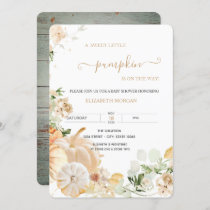 Cute Floral Pumpkins Wood Invitation