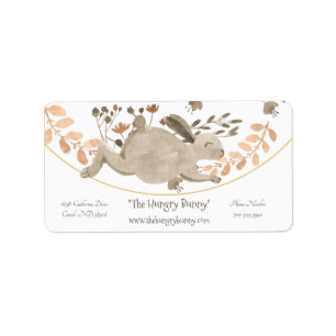 Cute Floral & Rabbit Label