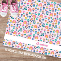 Cute Floral Rainbow Pattern Personalized Name Text