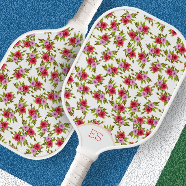 Cute floral red and pink pickleball paddle (Creator Uploaded)