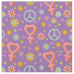 Cute Floral Retro Venus Symbols &amp; Hearts Fabric