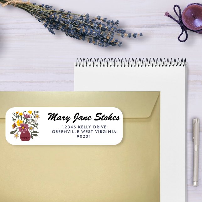Cute Floral Return Address Label | Personalized  (Creator Uploaded)