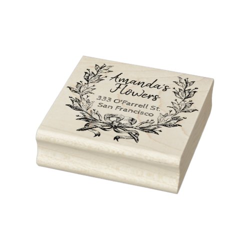 Cute floral return and business address rubber stamp