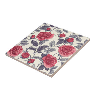 Cute Floral Rose Ceramic Tiles For Hallway Ways