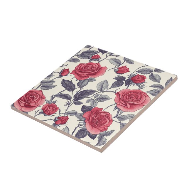 Cute Floral Rose Ceramic Tiles  For Hallway Ways (Side)