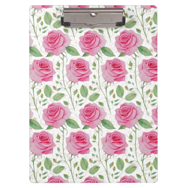 Cute,  floral/rose repeating pattern  clipboard (Front)