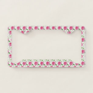 Cute, floral/rose repeating pattern license plate frame
