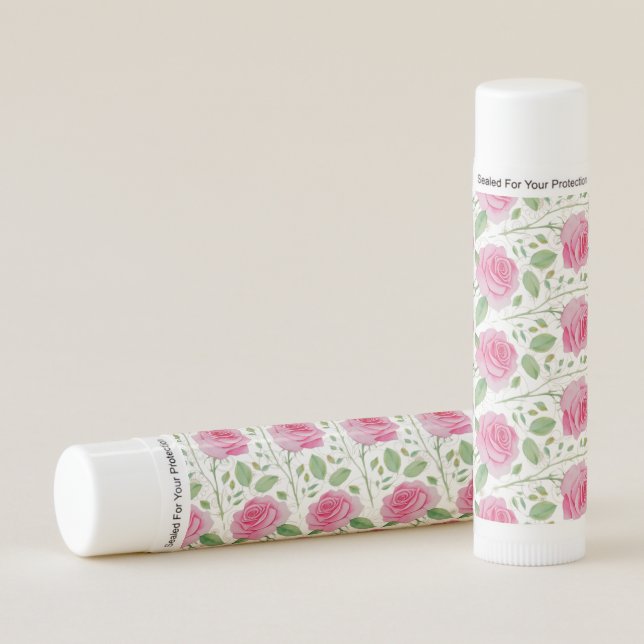 Cute,  floral/rose repeating pattern  lip balm (Front)