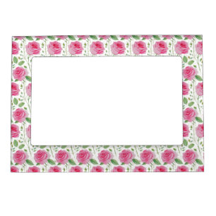 Cute, floral/rose repeating pattern magnetic frame