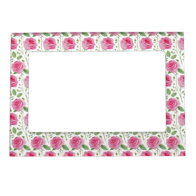 Cute,  floral/rose repeating pattern  magnetic frame (Front)