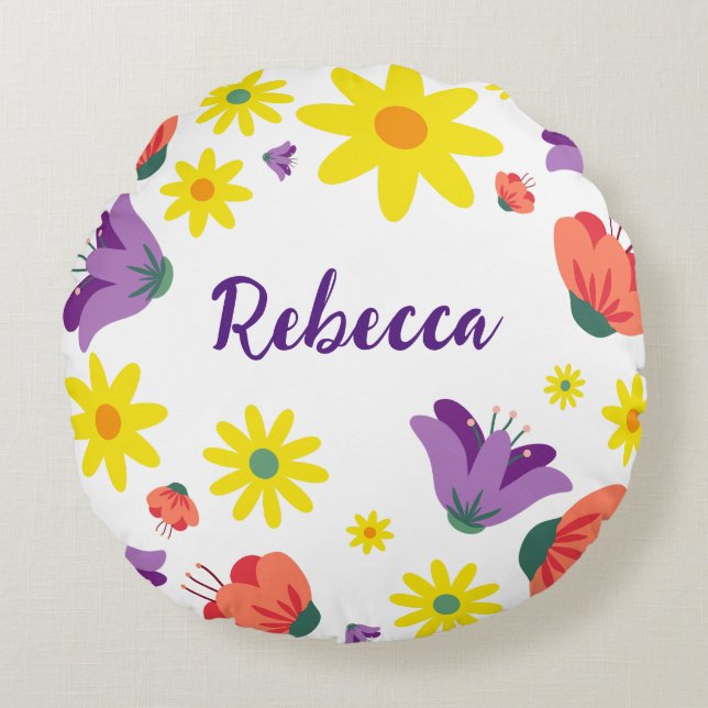 Cute Floral  Round Pillow (Front)
